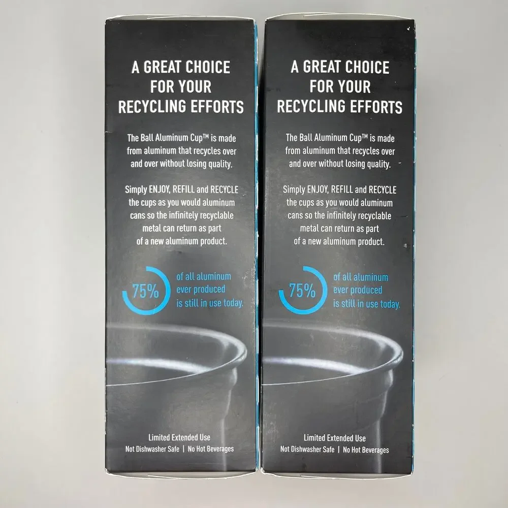 Ball Aluminum Cup — Reusable Party Drink Set of 2 Boxes = 42 Cups, 9 + 12oz NEW!